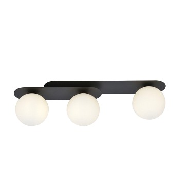 Lampa sufitowa PLAZA 3 BL/OPAL plafon, klosze, czarna/biała
