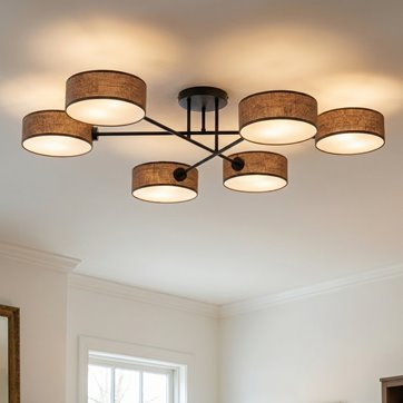 Lampa sufitowa MAGA 6 BROWN plafon, brązowa, abażur