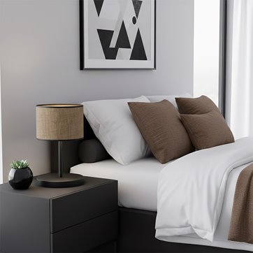 Lampka nocna ECO LN1 BROWN abażur, brązowa, klasyczna