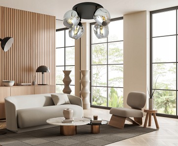 Lampa sufitowa FLOW 4 GRAFIT loft klosz czarna grafit