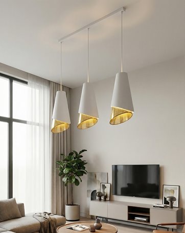 Lampa wisząca MODA 3 WH GOLD LOFT nowoczesna, abażur
