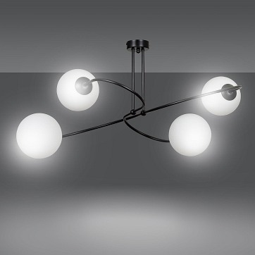 Lampa sufitowa SELBI 4 BLACK klasyczna, klosz, czarno/biała