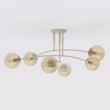 Lampa sufitowa PREGOS 6 MOKKA AMBER klasyczna, klosz, beżowa