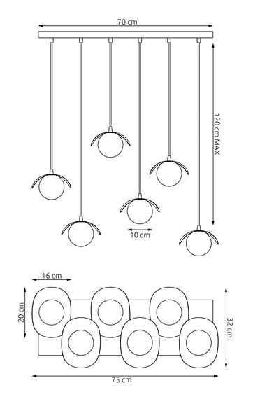 Lampa wisząca RITUAL 6 BLACK nowoczesna, czarna, metal