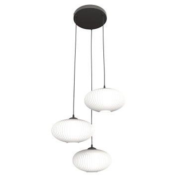 Lampa wisząca COCO 3 BL PREM OPAL, duży klosz, biała, czarna