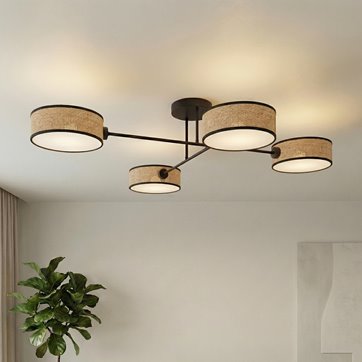 Lampa sufitowa MAGA 4 RATTAN plafon, naturalna, abażur