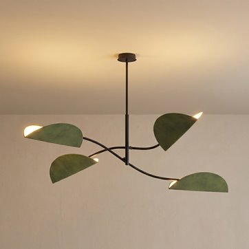Lampa sufitowa LOTUS 4 BL GREEN abażury, czarna, zielona