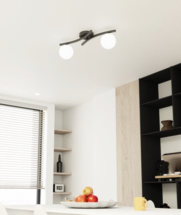 Lampa sufitowa OPUS 2 BL OPAL, plafon, klosz, biały, czarny