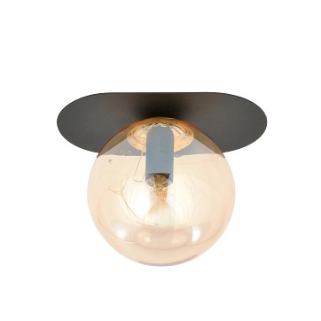 Lampa sufitowa PLAZA 1 BL/MIODOWY plafon czarna/bursztyn
