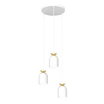 Lampa wisząca TARGET 3 PREM WH, loft, biały, złoty