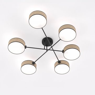 Lampa sufitowa MAGA 6 RATTAN plafon, brązowa, abażur