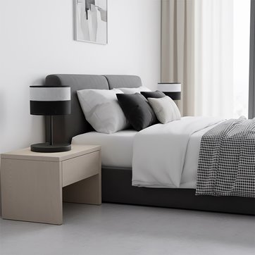 Lampka nocna KARBON LN1 BL GRAY abażur, szara, klasyczna