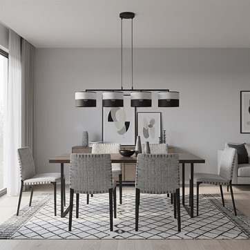 Lampa wisząca KARBON 4 BL GRAY klasyczna, abażur, szara