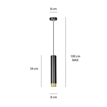 Lampa wisząca KIBO 1 BL/GOLD nowoczesna, tuby, biały, złoty