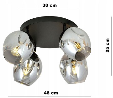 Lampa sufitowa FLOW 4 GRAFIT loft klosz czarna grafit