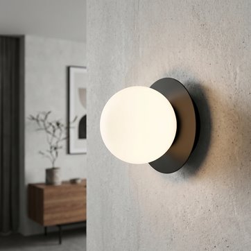 Kinkiet MINERVA K1 BLACK minimalistyczny klosz czarno/biały