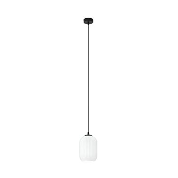 Lampa wisząca VERDI 1 BL OPAL duży klosz, biały, czarna