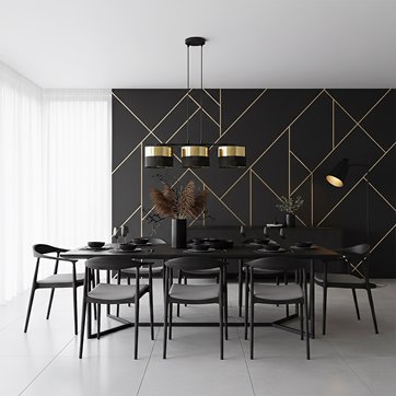 Lampa wisząca LUX 3 BL GOLD abażur, czarny, złoty