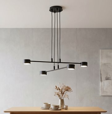 Lampa wisząca MODUS 4 BLACK czarna, minimalistyczna, metal