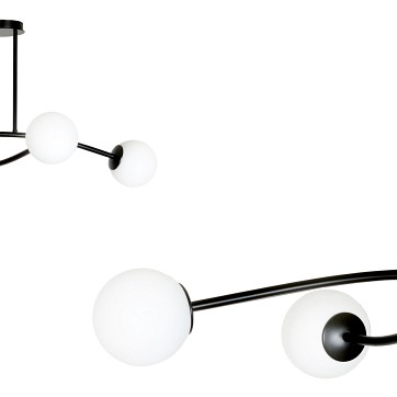 Lampa sufitowa HALLDOR 4 BLACK klasyczna klosz czarno/biała