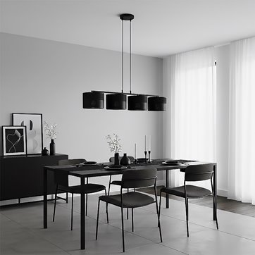 Lampa wisząca KARBON 4 BLACK klasyczna, abażur, czarna