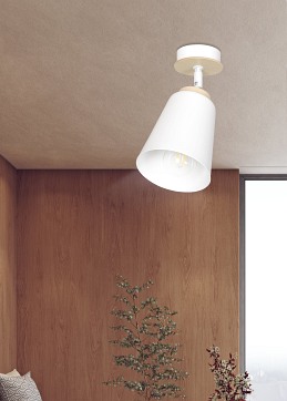 Lampa sufitowa ATLAS 1 WHITE skandynawska, drewno, biała