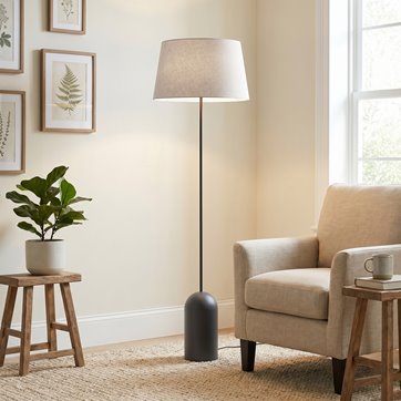 Lampa podłogowa PEARL LP1 GRAY abażur, szary, klasyczna