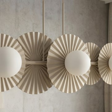 Lampa wisząca UMBRA 6 MOKKA OPAL loft, beżowa, metal, fala