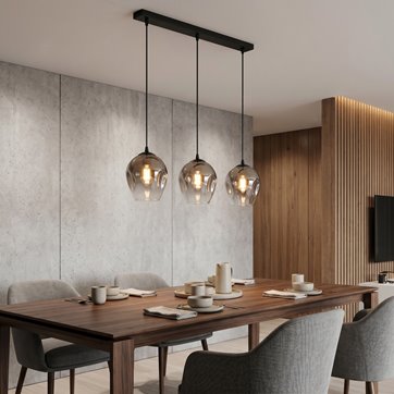 Lampa wisząca ISTAR 3 BL GRAFIT loft klosz grafit czarna