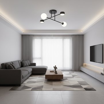 Lampa sufitowa HOLON 4 BLACK plafon, czarna, metal