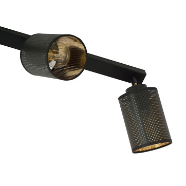 Lampa sufitowa BRONX 3 BLACK nowoczesna, abażur czarno/złoty