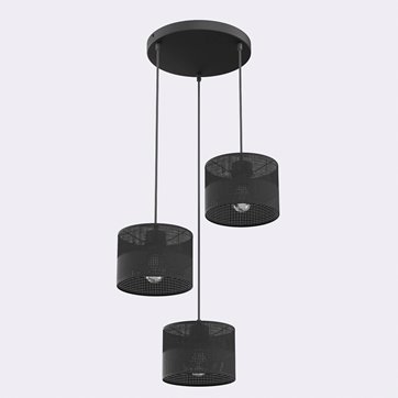 Lampa wisząca KARBON 3 BLACK PREMIUM abażur, czarna