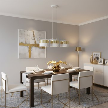 Lampa wisząca LUX 3 WH GOLD abażur, biały, złoty