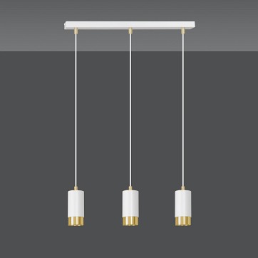 Lampa wisząca FUMIKO 3 WH/GOLD tuby, metal, biało/złota