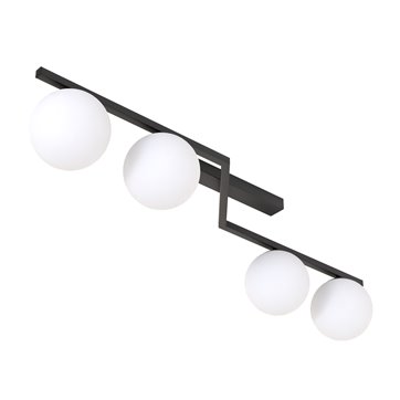 Lampa sufitowa NATON 4 BL OPAL plafon, czarna, metal