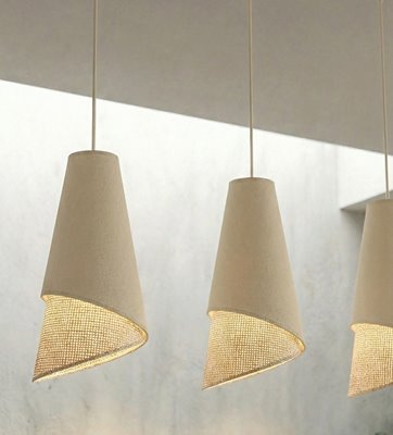 Lampa wisząca MODA 3 MO RATTAN nowoczesna, beżowa, abażur