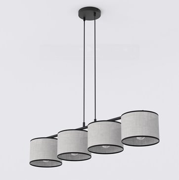 Lampa wisząca ECO 4 BL GRAY klasyczna, abażur, szara
