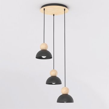 Lampa wisząca KAKI 3PREM BLACK nowoczesna, czarna, metal