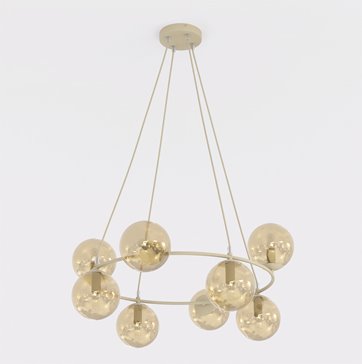 Lampa wisząca AZURA 8 MOKKA AMBER nowoczesna, klosze, beżowa