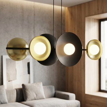 Lampa wisząca VOLUM 6 BL GOLD loft, złota, metal