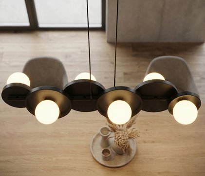 Lampa wisząca MODEL 6 BLACK loft, czarna, metal