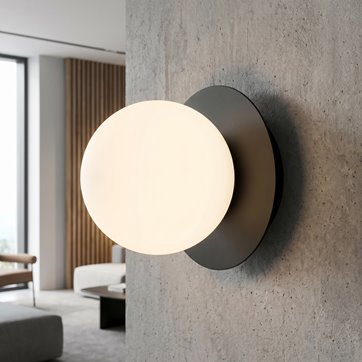 Kinkiet MINERVA K1 BLACK minimalistyczny klosz czarno/biały