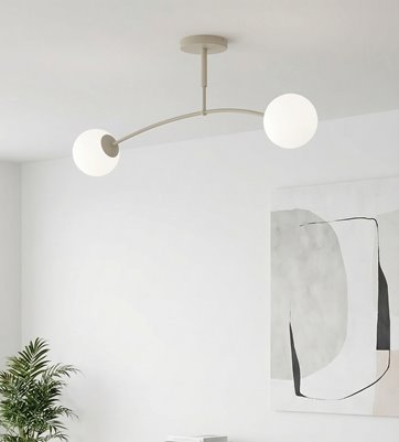 Lampa sufitowa PREGOS 2 MOKKA OPAL klasyczna, klosz, beżowa